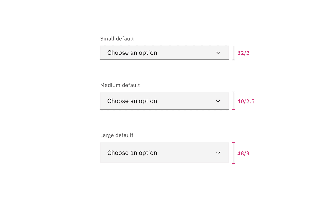 Sizes for default select